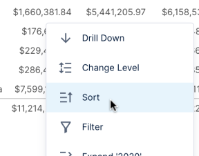 Sort and Filter Metric Data > Right-click Sort Access
