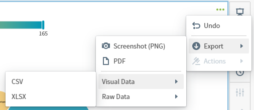 Export Visual Submenu select a visual export option